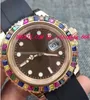 2スタイルの豪華な時計ローズゴールドレインボーダイヤモンド116695Sats新しいゴム製ブレスレットオートマチックファッションメンズウォッチ腕時計