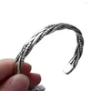 Bangle Thai Handmade Vintage 925 Sterling Silver Men Open Twisted Bracelet