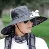 Bandanas m￤ns hink hatt sommar kamouflage sol med fl￤kt solskyddsmedel UV -skydd f￶r utflyttning av bergsbestigning