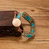 Charm-Armbänder, Boho-Naturstein-Perlen, für Frauen und Mädchen, einzigartiges Freundschafts-Lederarmband, Tropfen-Einzelwickel