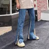 Mäns jeans 2022 Nya mode Ankel Zipper Blue Baggy Men Flare Jeans Pants Elegant Korean Casual Women Straight Denim Trousers Y2K Masculino T221102