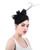 Ostrich Feather Disc Fascinator Sinamay Bow & Ivory Pearl Fascinator Hats Ladies Party Fashion Jeweled Vintage Hair Clips