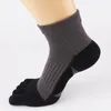 Chaussettes pour hommes 5 paires marque hommes Sport cinq doigts coton haute élastique cyclisme course avec orteils qualité japonaise équipage orteil