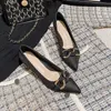 Dress Shoes Large Size 34-43 metal chain weave pumps woman mary janes knitted talon femme pointed toe thin high heels shoes for women 221102