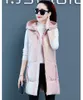 Chalecos de mujer 2022 otoño invierno cálido chaqueta de algodón mujeres coreanas sin mangas parkas chaleco femenino con capucha medio chaleco largo