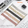 Hree Leafed Clover Straps Apple Watch Band 49mm 40mm 41mm 42mm 44mm 45mm hartsband Armband Rostfritt stål Byte för IWATCH Series 8 7 6 5 Diamond Strap