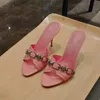 أحذية مصمم أزياء Cagole Slippers Lecagole Rivet Flipflop Retro Vintage Heel 8cm 4cm و Flat Calfskin Leath