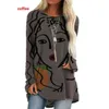 Koszulka damska Kawaii Cat Print Kobiety Kobiety z długim rękawem jesień moda moda swobodna duża top luźne pullover urocze tuniki roupas feminina t220923