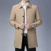 Männer Trenchcoats Herren Frühling Mantel 2022 Ankunft Herren Business Casual Schwarz Khaki Lange Jacke Top Qualität Einreiher Solide