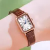 Horloges dames quartz horloge rechthoekig casual groen lederen armband polshorloge dames analoge klok sporthorloges voor