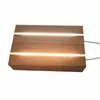 Houten LED -lampbasis USB -kabelschakelaar Nachtlicht 3D LEDS Nachtlampen Bases Lange Acryl Diy Woodenlamp Bases 150 mm