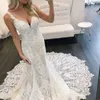 Meerjungfrau Hochzeitskleid Vestidos de noiva Plus Size Brautkleider Lange Schleppe V-Ausschnitt Spaghettiträger Kleider