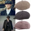 Berets 1pc Literary Style Men Beret Vintage Herringbone Gatsby Tweed Peaky Blinders Hat Sboy Spring Winter Flat Peaked Cap