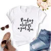 Leitura é sempre uma boa ideia mulher mulher hipster engraçado camiseta senhora yong garota 6 cor