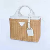 Bolsas de praia Estilo Saco tecido Rattan Moda Mão Feminina À Beira-mar Saco de Compras Saco de Compras Bolsas 220301