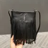 Tassel Hobos Bag Women Designer Shoulder Handbags Purse Real Leather Mini Totes Fashion Hardware Letters Wallet Factory Interior Canvas Leather Compartment