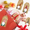 Gift Wrap 50-100Pcs Kraft Paper Merry Christmas Tags Santa DIY Hang With Rope Wrapping Labels Tree Decor Year