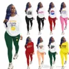 2023 Femmes de printemps Femmes Tracksuit Sexy Two Piece Tingles Lettre de mode imprimé à manches longues Sweging Leggings Jogger Set