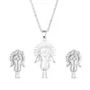 Ожерелье, серьги, набор, эфиопский серебряный цвет, крест, кулон, ожерелье для женщин и девочек, Эритрея, африканские кресты, ювелирные изделия