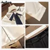 Kvinnors tvåbitar byxor Kvinnor Spring Autumn 2 PCS Set 2022 Office Lady Graceful Bow-Knot Shirt Su Black Sets Fashion Chiffon White