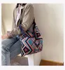 Lady Gypsy Boho Chic Aztec Tote Bag Women Crochet Woolen Open Shopper Top handle Bag HBP Female Daily Handbag