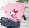 Valentine Love Heart Tops Damen T-Shirt Bunte Herzen Shirts Valentinstag