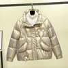 Trench da donna Piumino lucido in cotone invernale Giacca corta da donna Girevole Cappotto imbottito per donna Parka imbottito trapuntato caldo spesso