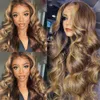 Highlight Wig Brown Lace Front Human Hair Wigs For Women Bone Straight 13x4 Transparent Lace Frontal Wig Colored