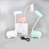 Bordslampor Lamp LED -uppladdningsbar läsning Ljus Push -knapp Switch Cartoon Cute Deer Type USB Desk för sovrum