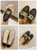 Women's flat sole Fuller slippers Fashion round head hardware surround designer office Party shoelace box 35-41