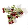 Brooches Jewelry Green Paint Cranberry Pearl Shawl Buckle Fruit Brooch Women Style Silk Scarf