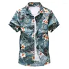 남성용 캐주얼 셔츠 2022 남자 하와이 셔츠 여름 스타일 패션 큰 크기 짧은 슬리브 비치 꽃 남성 브랜드 응고