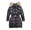 Designer Fashion Luxe merk Dames donsjack Geborduurde badgeWinterjas Twill lange bontkraag Dames