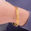 1 Pc Women's Luxury Dubai Gold Bangle 2mm Thin Bracelet Gold Big Bangles Women Fashion Caved Jewelry GIft link1