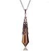 Pendant Necklaces KFT Natural Crystal Quartz 12 Faceted Stones Reiki Healing Amulet Pendulum Pendants Dowsing Divination Pyramid Necklace