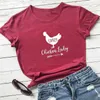 Camiseta Crazy Chicken Lady para mujer, camiseta estampada, llegada de verano, divertida, informal, granjero