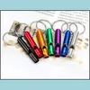 Keychains Lanyards Metal Whistle Keychains Portable Self Defense Keyrings Rings Holder Car Key Chains Accessories Outdoor Cam Surv Dhku6