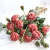 Decorative Flowers Long Bouquet Rose Artificial Autumn Retro Fake Floral Home Wedding Garden Decor Accessories Bedroom Living Table Arrange