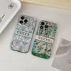 Luxury Silver Color Electroplated TPU Phone Cases for iPhone 14 14pro 13 13pro 12 Pro Max 11 X Xs Max Xr 8 7 Plus Case with Brand Letter Flower Back Print Cover