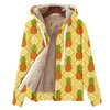 Herrtröjor OGKB män zip up hoodie vinterrock blixtlåsfrukter orange ananas tryck 3d kvinnors avslappnade varma förtjockna tröja