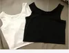 Luxury Brand Designer Cotton Tanks Camis Summer Spring 2023 Black White Women Leather Triangle Crop Tops Sexy Off Shoulder Tank Top Casual Sleeveless