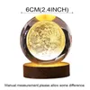 Creative Crystal Ball Planet Globe Crafts 3D Laser gegraveerde zonnestelsel Ballen vaste houten basis Lumineuze kristal LED -licht Klein ornament ZXF40