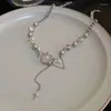 Łańcuchy bajki błyszczący kryształowy łańcuch gwiazdy Tassel naszyjniki kpop egirl moonstone perełki choker dla kobiet biżuteria imprezowa biżuteria