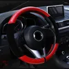 Steering Wheel Covers Non-Slip Fashion Sports Car Braid Cover Wrap For 37-38CM/14.5"-15" M Size Carbon Fiber Leather Hand Bar