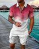 Suissiles de survêtement masculins Set Streetwear 3D Impression de polo à manches courtes Shorts Summer Summer Sportswear Clothing Shirts pour