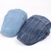 Berets Spring Summer Denim Beret Hat Men Outdoor Casual Sboy Hats Vintage Trendy Adjustable Women Wild Peaked Cap Gorras