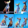 Objets décoratifs Figurines Couriel Couleur Chihuahua Dog Statle Simple Living Room Ornements Home Office Resin Scpture Crafts STO2234857