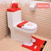 Couvre-siège de toilette 3pcs / set Noël Bath Closestool Cover Set Père Noël Sièges Couvercle Tissu Pour La Maison Salle De Bains Décorations De Noël Accessoires