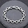 Łańcuch link Bracelets Solid 925 Srebrny Subster Silver Scroll Dots Teksturowane klamry homara zabytkowe vintage punkowe ręcznie robione modne luksusowe akcesoria biżuterii Prezenty