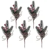 Decorative Flowers Picks Pine Xmas Flower Berries Stem Berry Branches Diy Frosted Pinecone Fruit Christmas Red Snowy Garland Floral Twigs